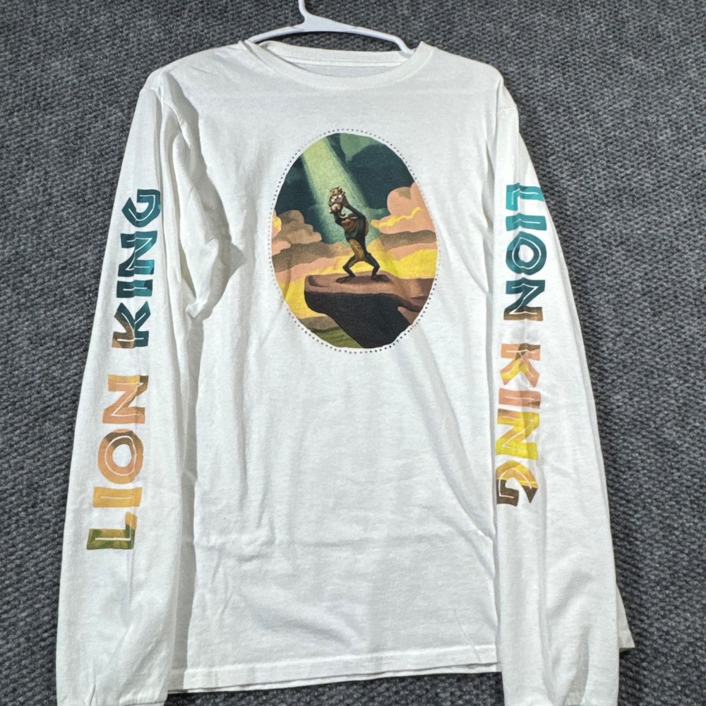 Disney The Lion King Rafiki Simba Pride Rock White Long Sleeve Graphic Tee Small
